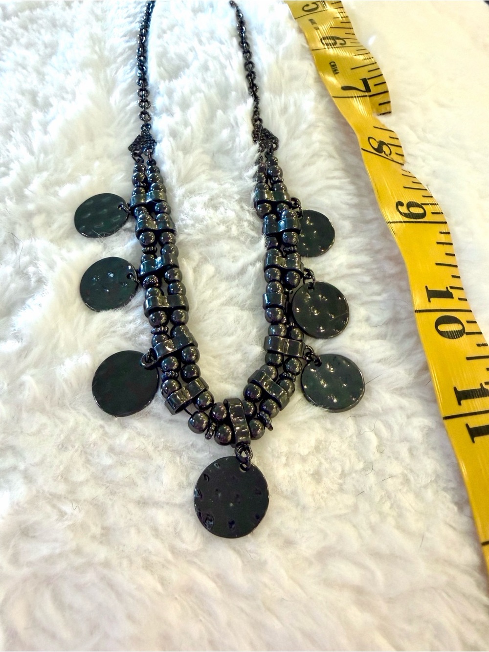 Gunmetal Disc Pendant Statement Necklace - Women Jewelry